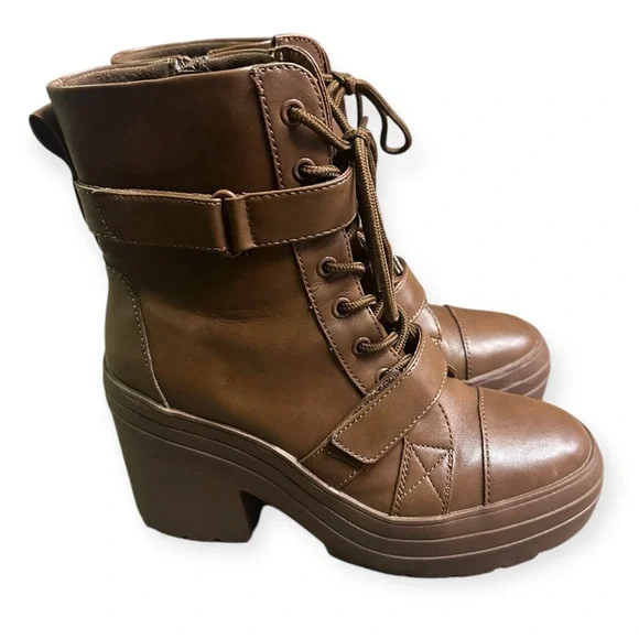Limelight Women's Jazzie Brown Lace Up Zipper Platform Boots - Picture 4 of 8